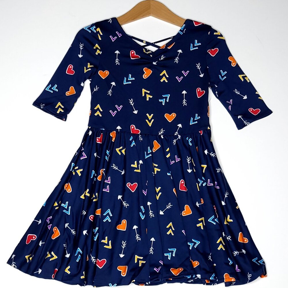 DotDotSmile Size 3/4t Ballerina Dress - NWT Blue with hearts and arrows print